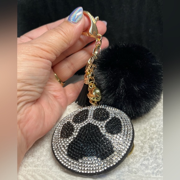 🐾🖤furry purse bling key chain with rhinestone accent-novelty - Picture 3 of 9